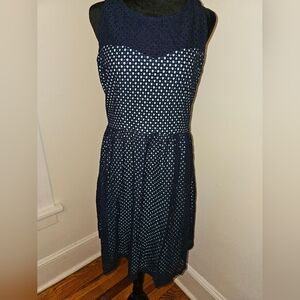 Maurices Navy and pastel green dress woth keyhole back 13/14